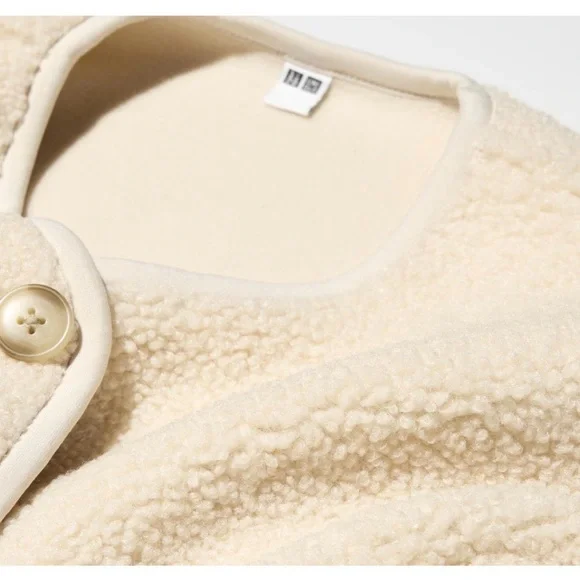 NWT- Uniqlo Pile Lined Fleece Relaxed Cardigan, Dark Gray, Size Large - Picture 4 of 4